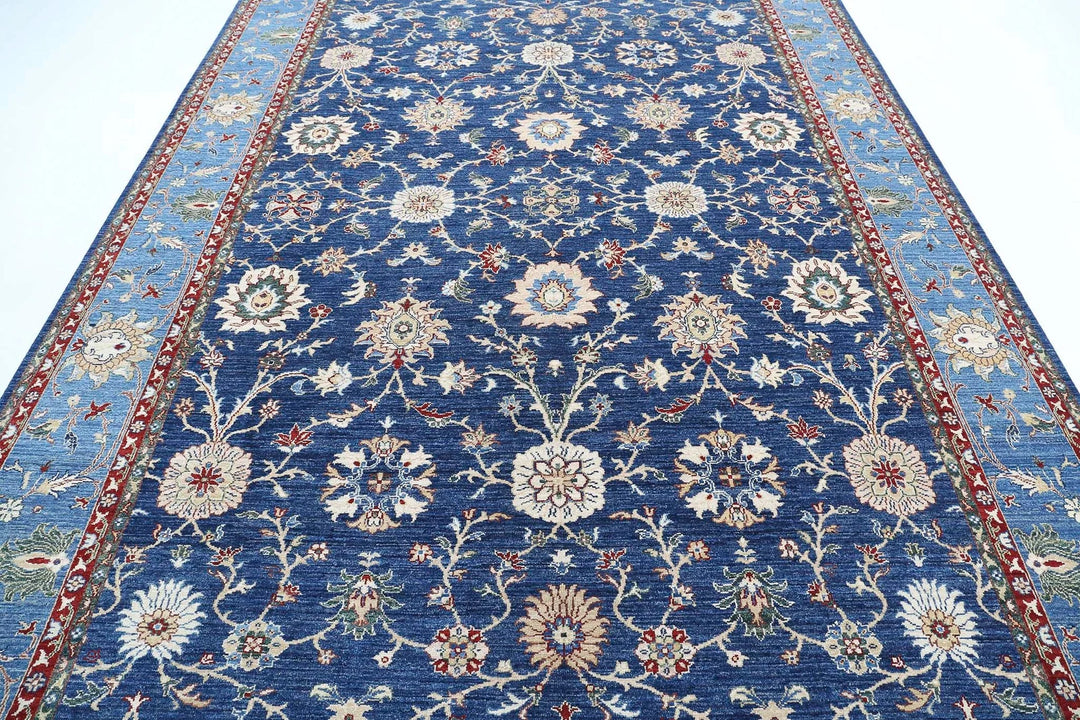 Blue Afghan Ziegler Rug 8' 0" x 11' 8" Hand-Knotted | No. AT55661