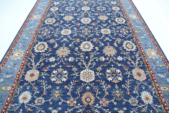 Blue Afghan Ziegler Rug 8' 0" x 11' 8" Hand-Knotted | No. AT55661