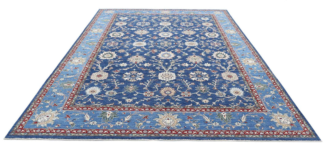 Blue Afghan Ziegler Rug 8' 0" x 11' 8" Hand-Knotted | No. AT55661