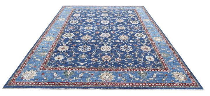 Blue Afghan Ziegler Rug 8' 0" x 11' 8" Hand-Knotted | No. AT55661