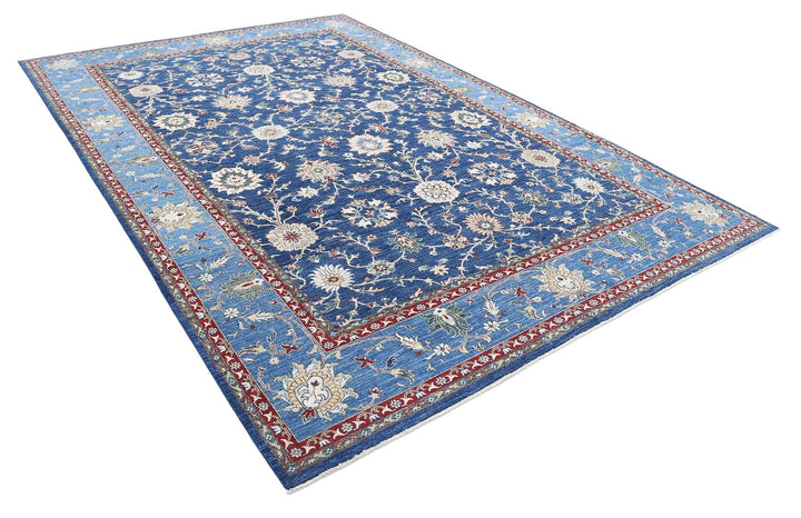 Blue Afghan Ziegler Rug 8' 0" x 11' 8" Hand-Knotted | No. AT55661