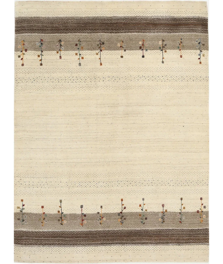 Ivory Indian Lori Rug 5' 10" x 7' 10" Hand-Knotted | No. AT55686
