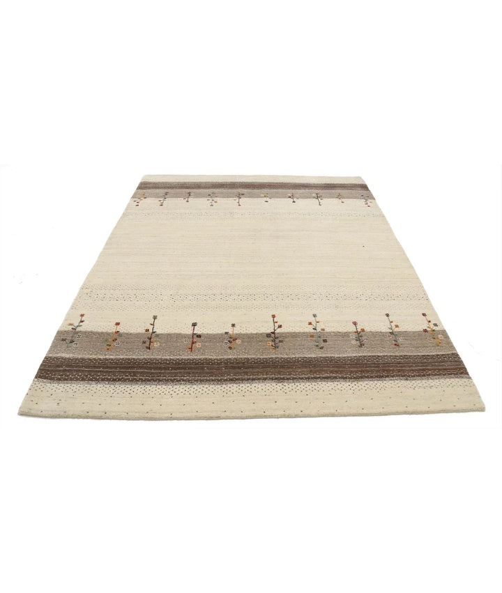 Ivory Indian Lori Rug 5' 10" x 7' 10" Hand-Knotted | No. AT55686