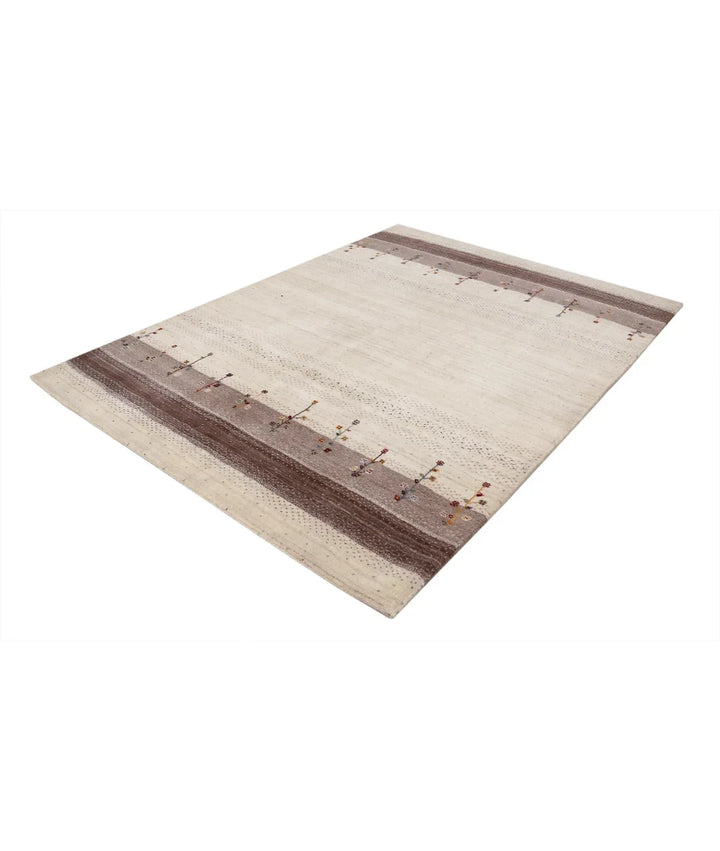 Ivory Indian Lori Rug 5' 10" x 7' 10" Hand-Knotted | No. AT55686