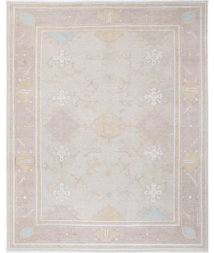Ivory Afghan Oushak Rug 8'10" x 11'0" Hand-Knotted | No. AT55719
