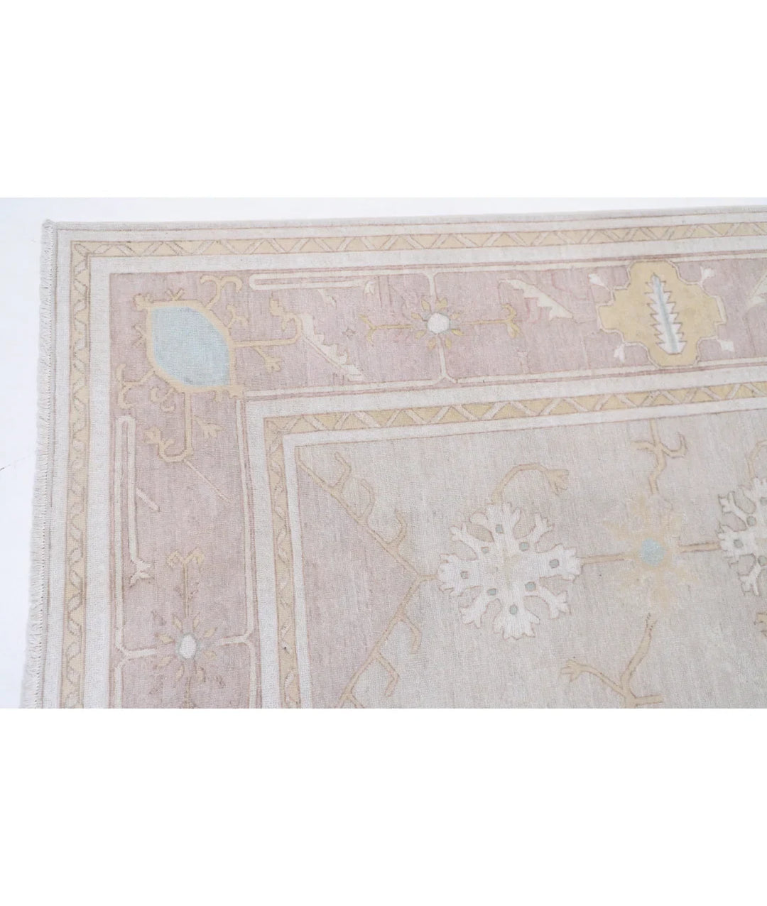 Ivory Afghan Oushak Rug 8'10" x 11'0" Hand-Knotted | No. AT55719