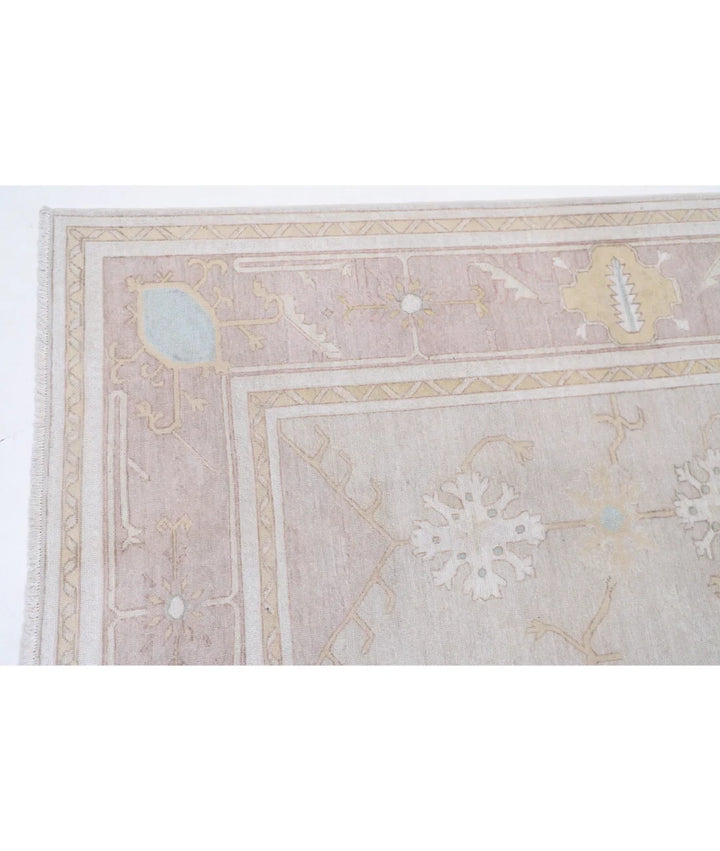Ivory Afghan Oushak Rug 8'10" x 11'0" Hand-Knotted | No. AT55719