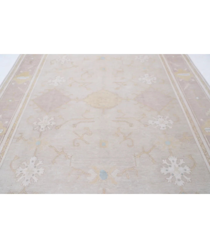 Ivory Afghan Oushak Rug 8'10" x 11'0" Hand-Knotted | No. AT55719