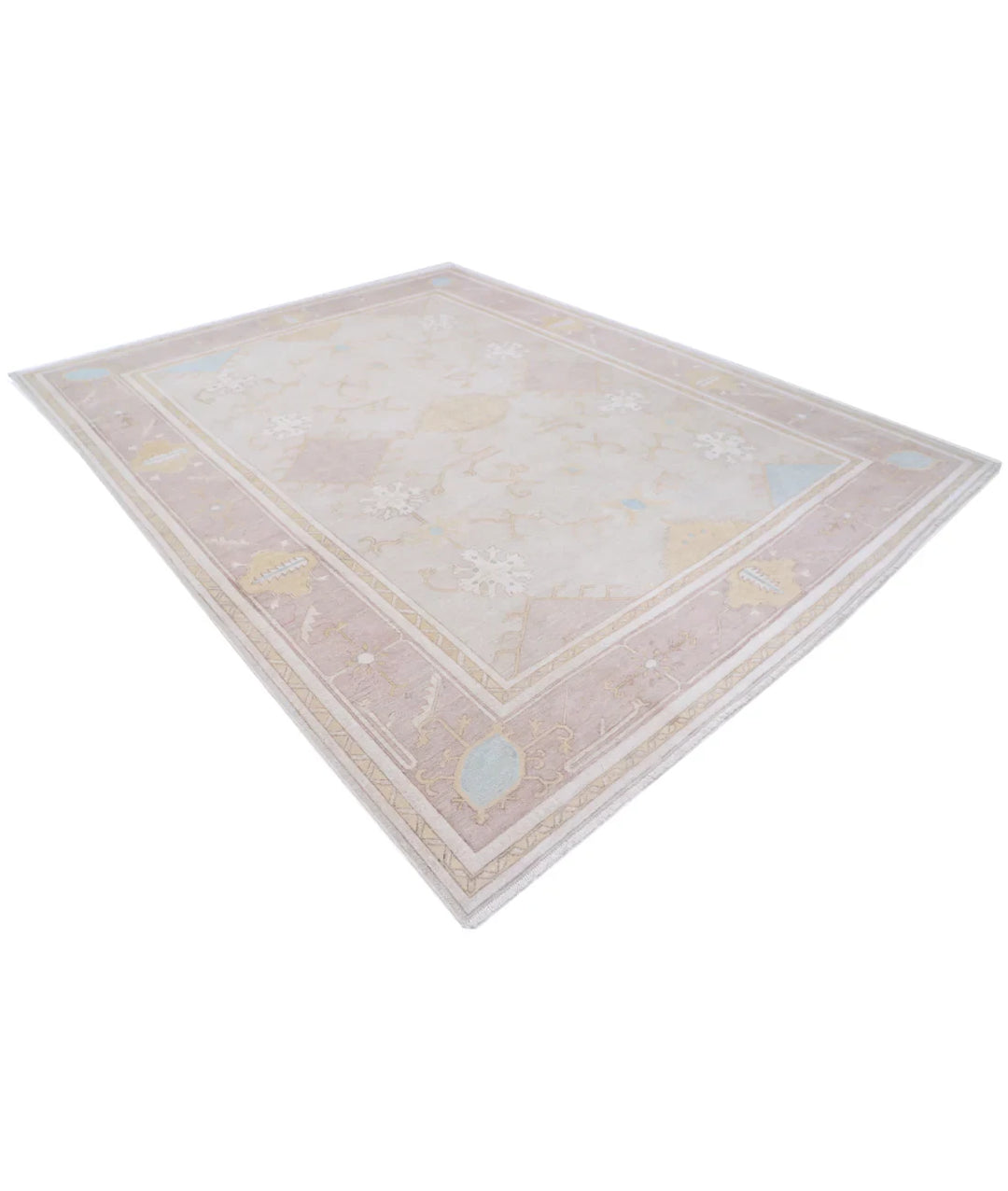 Ivory Afghan Oushak Rug 8'10" x 11'0" Hand-Knotted | No. AT55719
