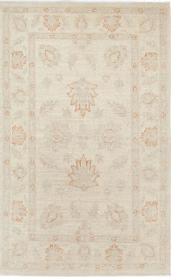 Ivory Afghan Serenity Rug 2' 6" x 4' 1" Hand-Knotted | No. AT55728