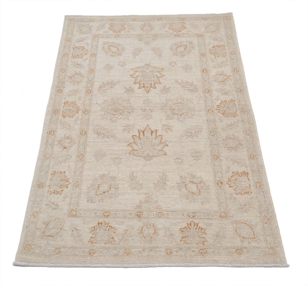 Ivory Afghan Serenity Rug 2' 6" x 4' 1" Hand-Knotted | No. AT55728