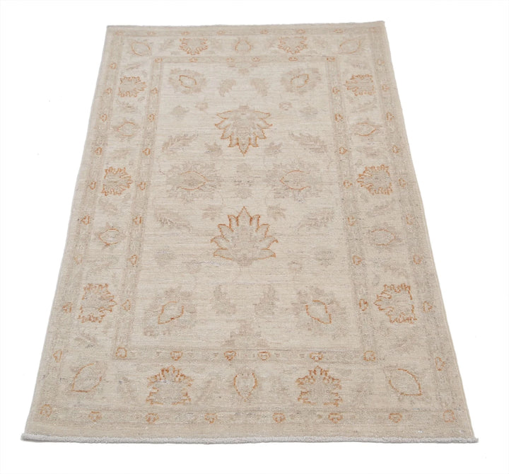 Ivory Afghan Serenity Rug 2' 6" x 4' 1" Hand-Knotted | No. AT55728
