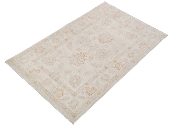Ivory Afghan Serenity Rug 2' 6" x 4' 1" Hand-Knotted | No. AT55728