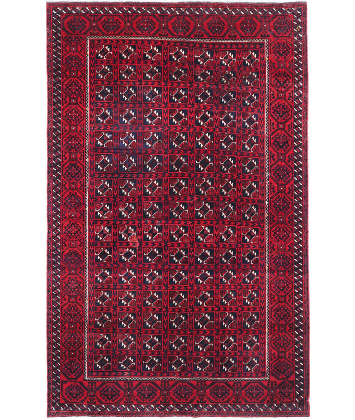 Afghan Tribal Bokhara Rug 4'7" x 7'7" Hand-Knotted | No. AT55755
