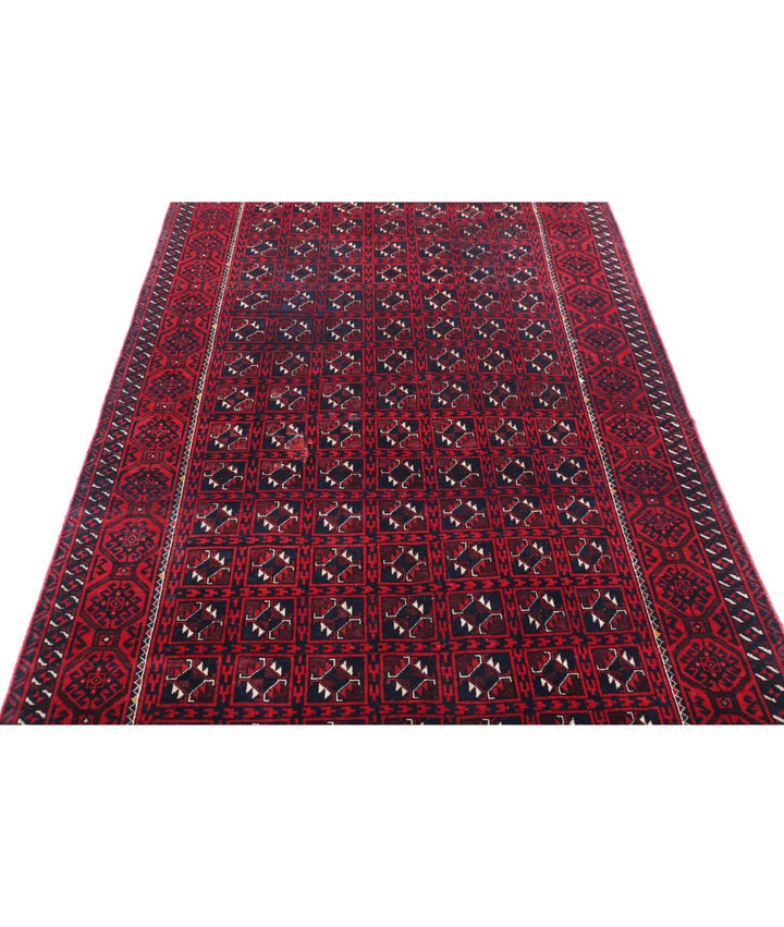 Afghan Tribal Bokhara Rug 4'7" x 7'7" Hand-Knotted | No. AT55755