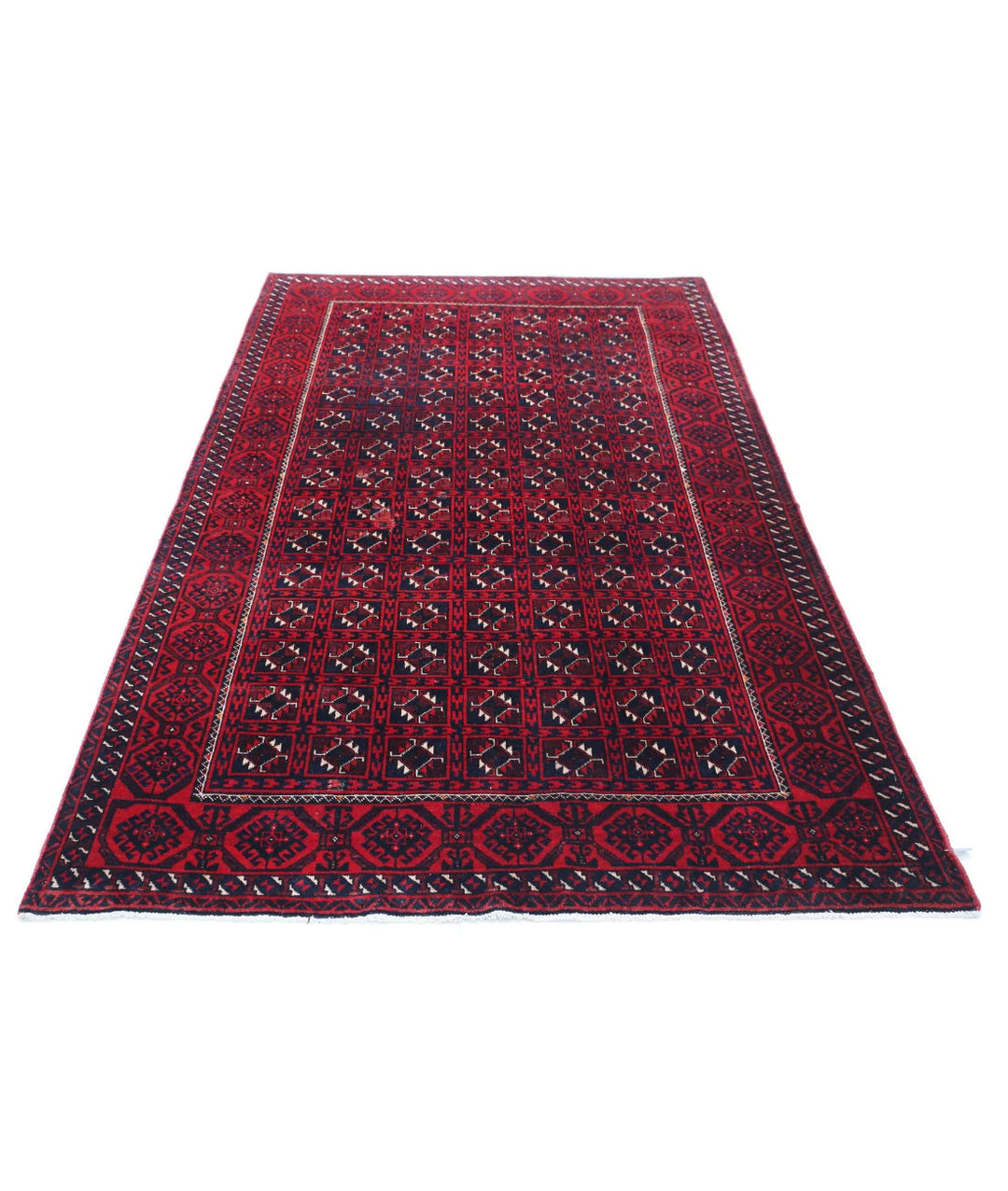 Afghan Tribal Bokhara Rug 4'7" x 7'7" Hand-Knotted | No. AT55755