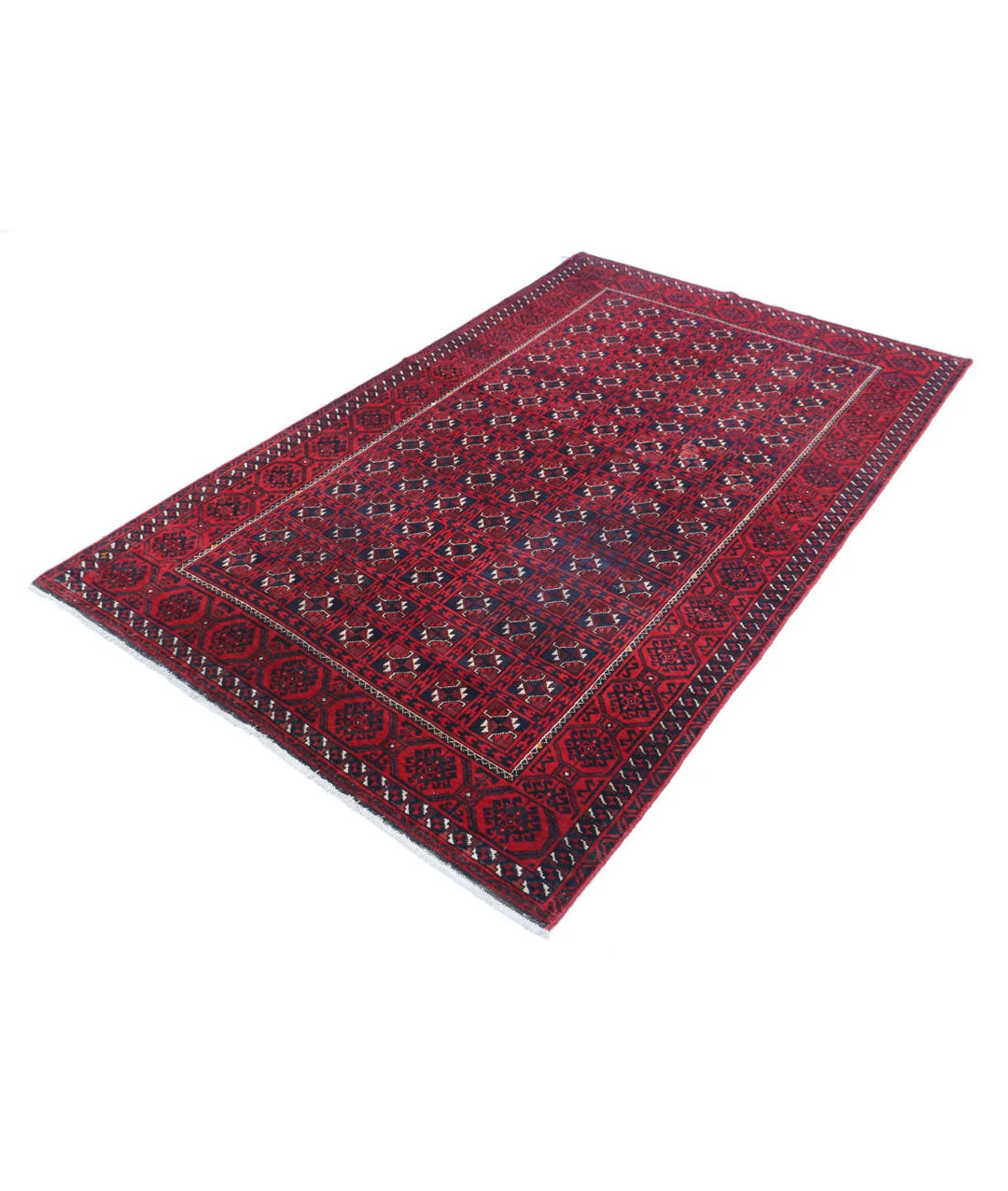 Afghan Tribal Bokhara Rug 4'7" x 7'7" Hand-Knotted | No. AT55755