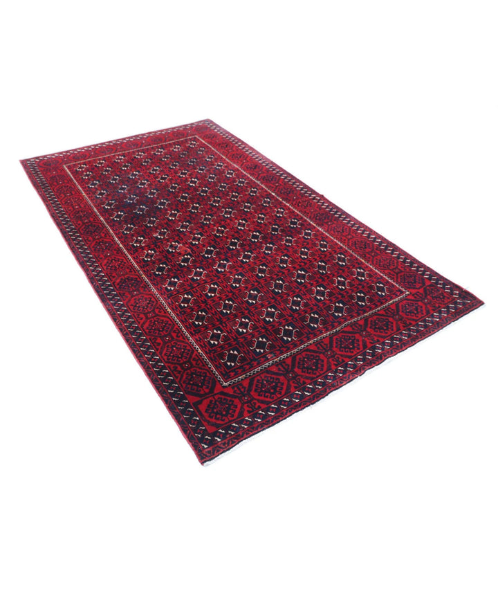 Afghan Tribal Bokhara Rug 4'7" x 7'7" Hand-Knotted | No. AT55755