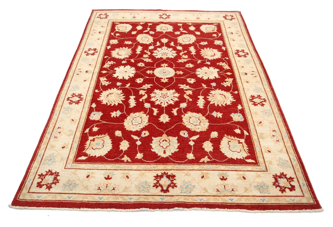 Afghan Ziegler Rug 4' 11" x 7' 1" Hand-Knotted | No. AT55785