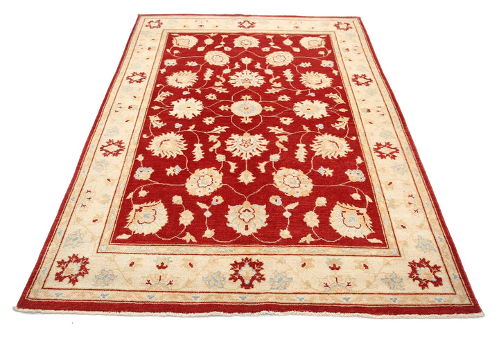 Afghan Ziegler Rug 4' 11" x 7' 1" Hand-Knotted | No. AT55785