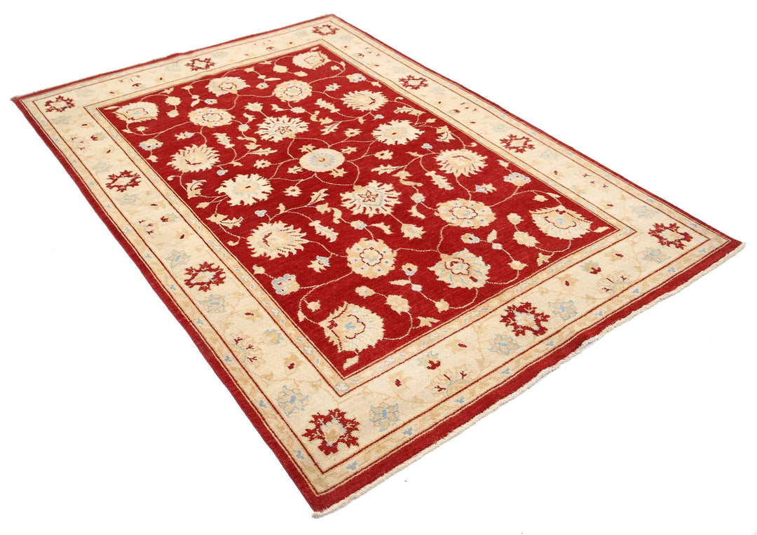Afghan Ziegler Rug 4' 11" x 7' 1" Hand-Knotted | No. AT55785