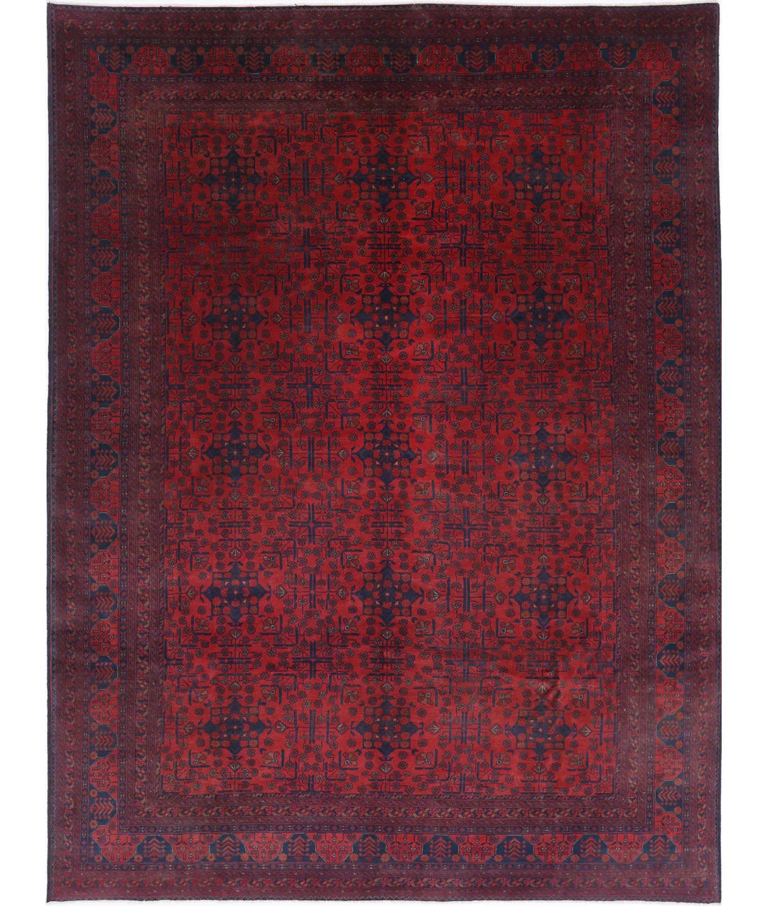 Red Afghan Tribal Rug 8' 1" x 11' 2" Hand-Knotted | No. AT557955