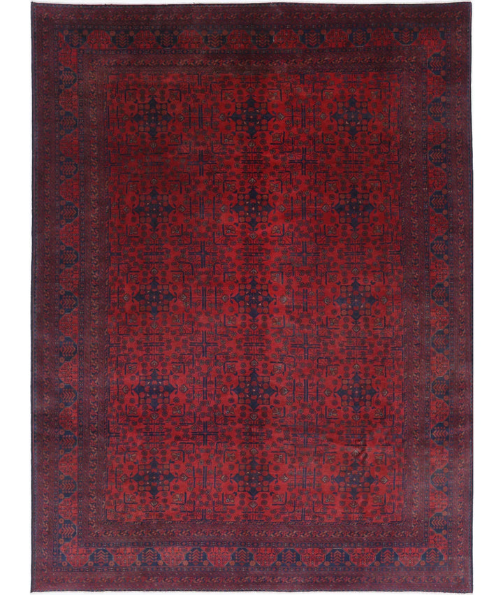 Red Afghan Tribal Rug 8' 1" x 11' 2" Hand-Knotted | No. AT557955