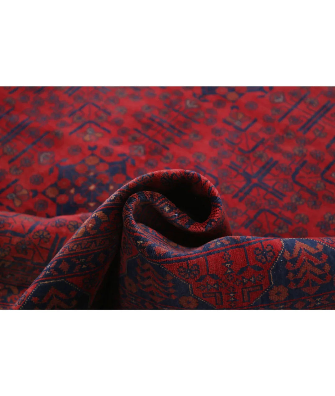 Red Afghan Tribal Rug 8' 1" x 11' 2" Hand-Knotted | No. AT557955