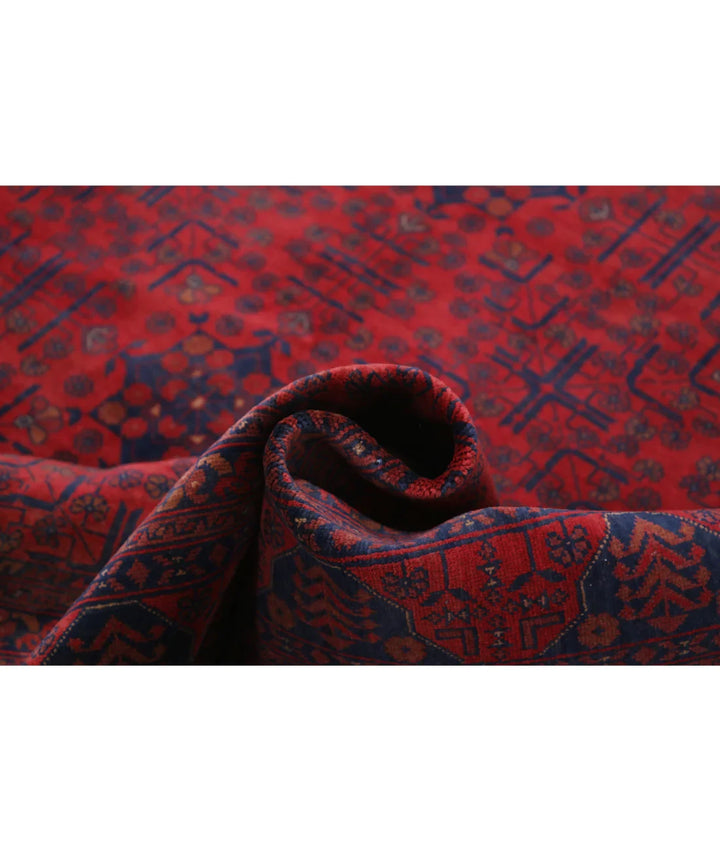Red Afghan Tribal Rug 8' 1" x 11' 2" Hand-Knotted | No. AT557955