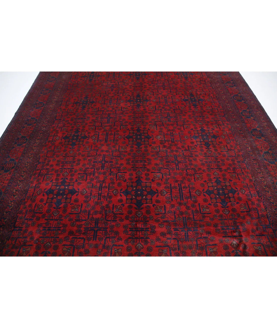 Red Afghan Tribal Rug 8' 1" x 11' 2" Hand-Knotted | No. AT557955