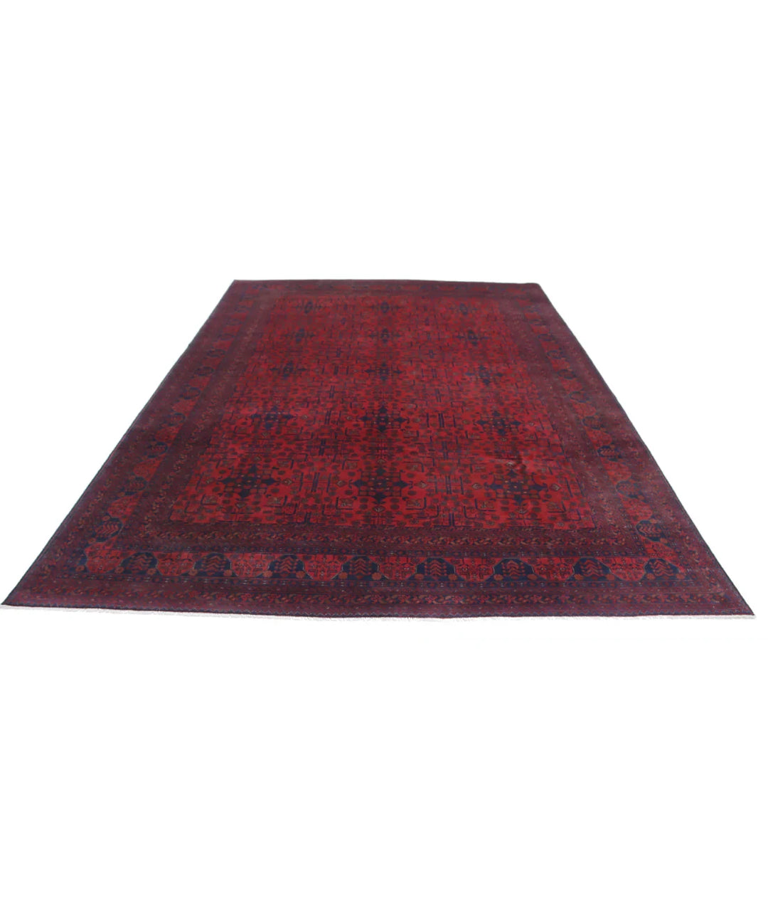 Red Afghan Tribal Rug 8' 1" x 11' 2" Hand-Knotted | No. AT557955