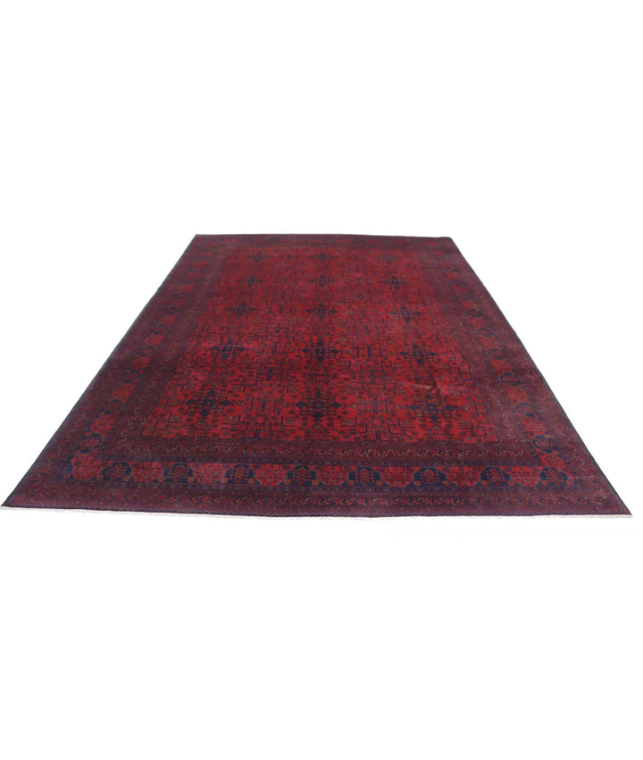 Red Afghan Tribal Rug 8' 1" x 11' 2" Hand-Knotted | No. AT557955