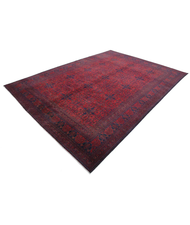 Red Afghan Tribal Rug 8' 1" x 11' 2" Hand-Knotted | No. AT557955