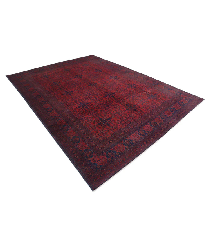 Red Afghan Tribal Rug 8' 1" x 11' 2" Hand-Knotted | No. AT557955