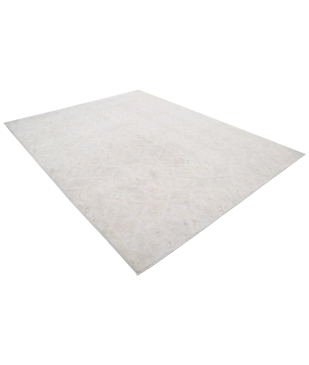 Ivory Afghan Oriental Rug 8' 1" x 9' 9" Hand-Knotted | No. AT55853