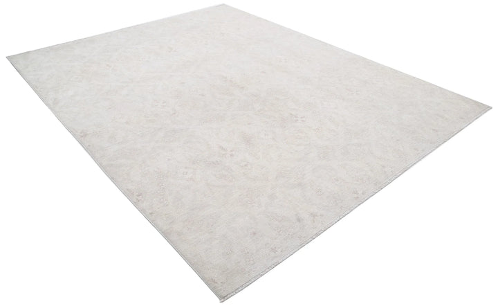 Ivory Afghan Oriental Rug 8' 1" x 9' 9" Hand-Knotted | No. AT55853