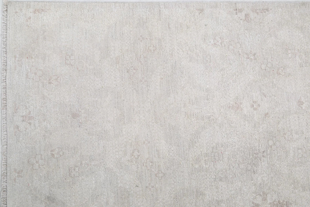 Ivory Afghan Oriental Rug 8' 1" x 9' 9" Hand-Knotted | No. AT55853