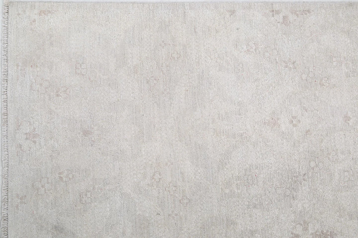Ivory Afghan Oriental Rug 8' 1" x 9' 9" Hand-Knotted | No. AT55853