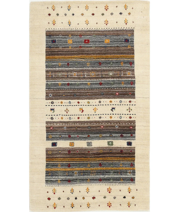 Ivory Indian Lori Rug 2' 11" x 5' 2" Hand-Knotted | No. AT55936