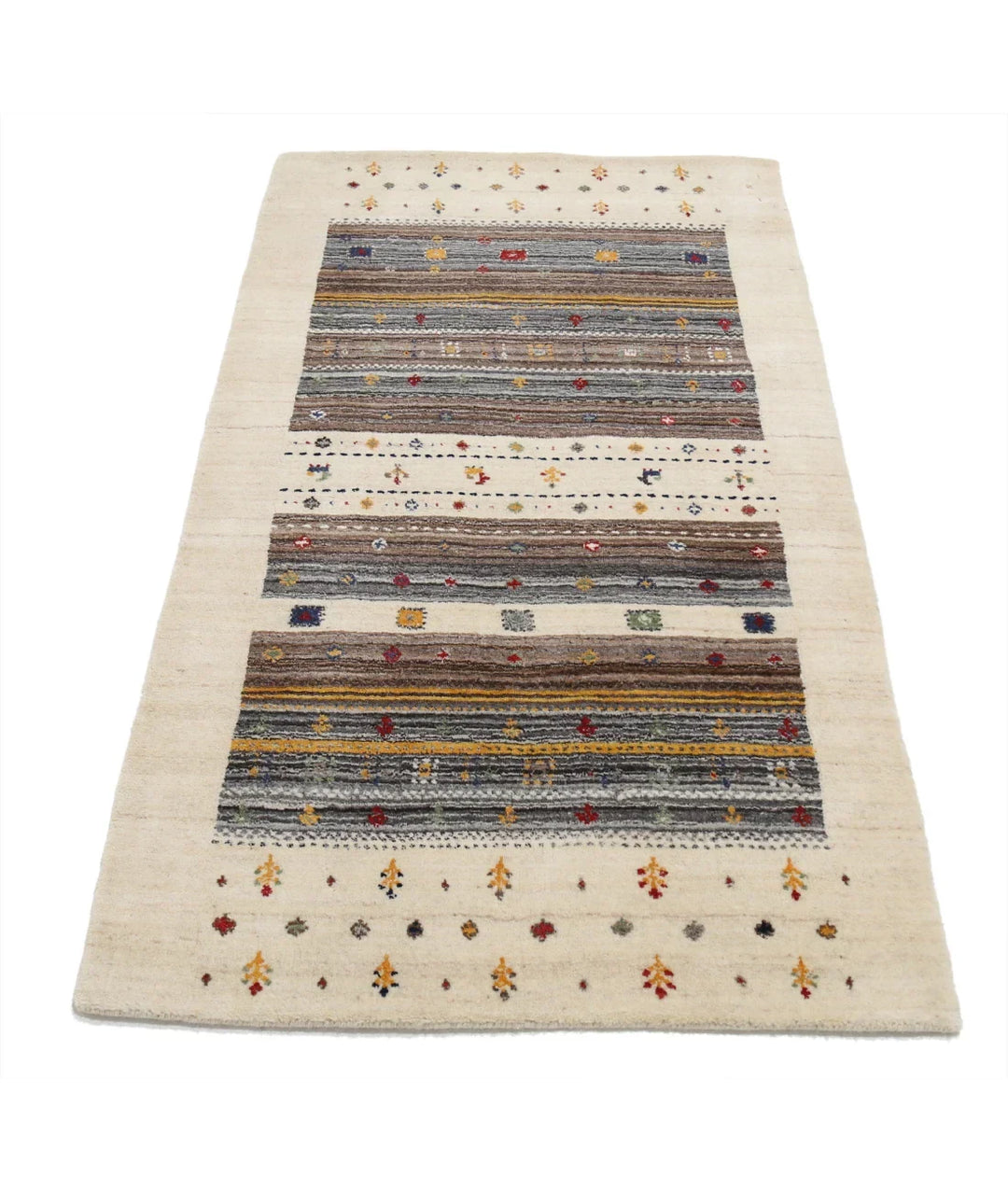 Ivory Indian Lori Rug 2' 11" x 5' 2" Hand-Knotted | No. AT55936