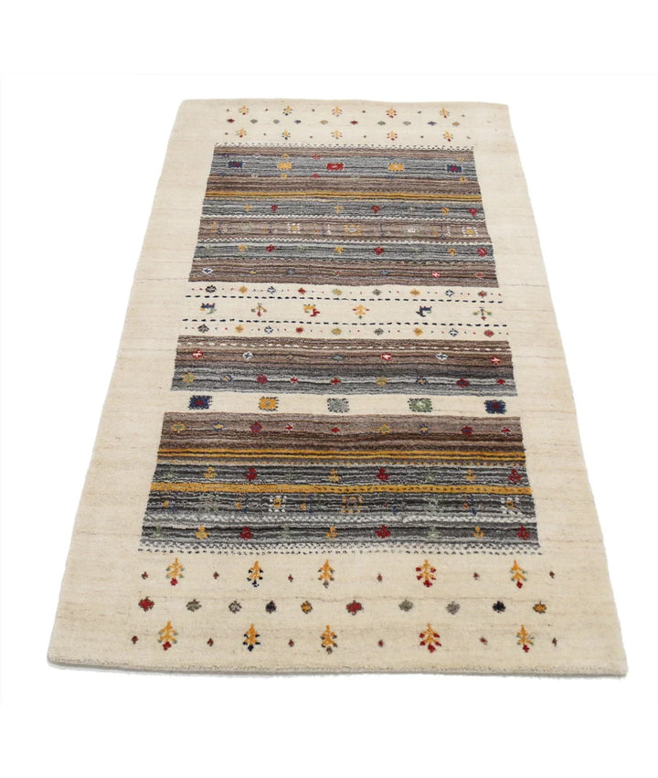 Ivory Indian Lori Rug 2' 11" x 5' 2" Hand-Knotted | No. AT55936