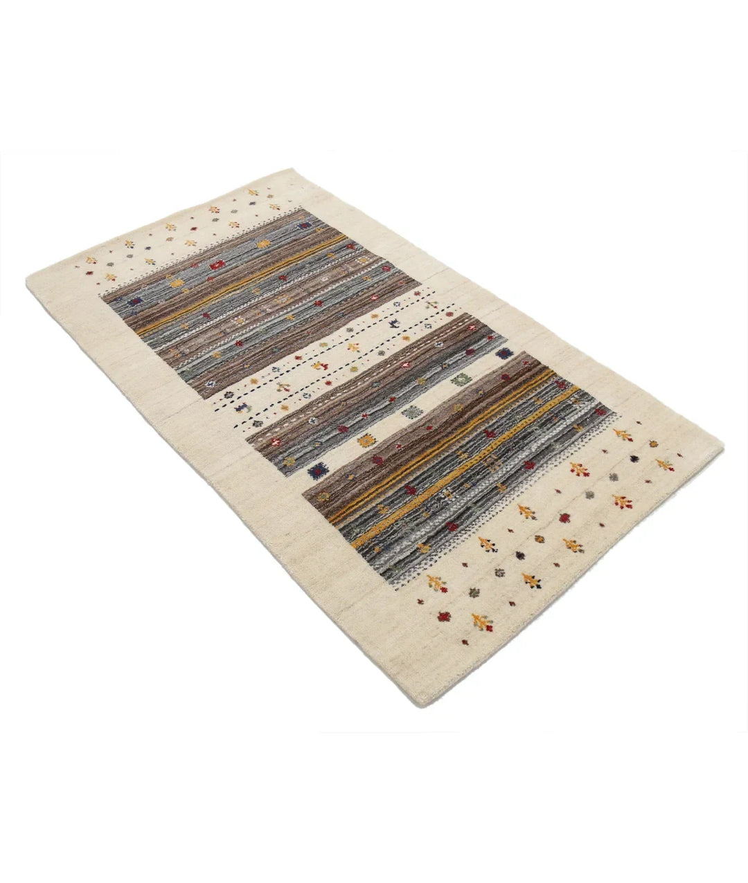Ivory Indian Lori Rug 2' 11" x 5' 2" Hand-Knotted | No. AT55936