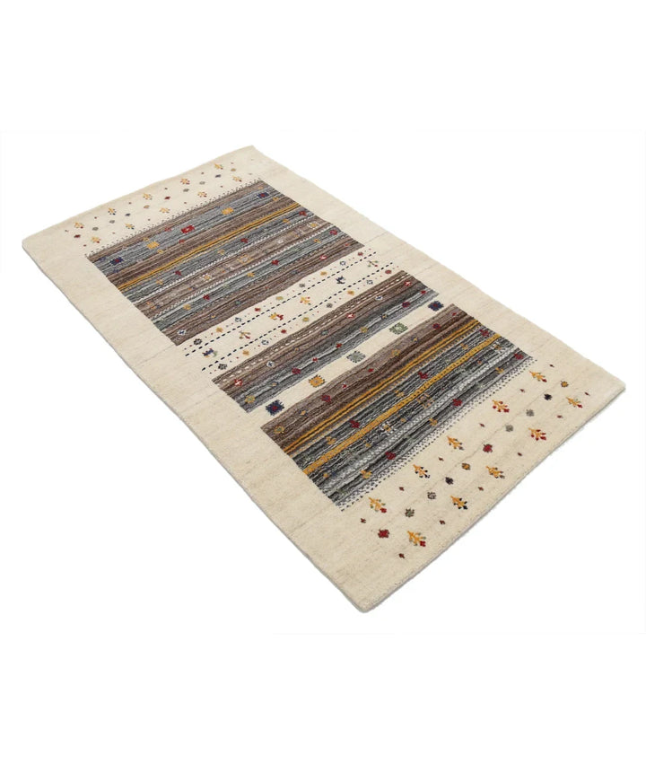 Ivory Indian Lori Rug 2' 11" x 5' 2" Hand-Knotted | No. AT55936