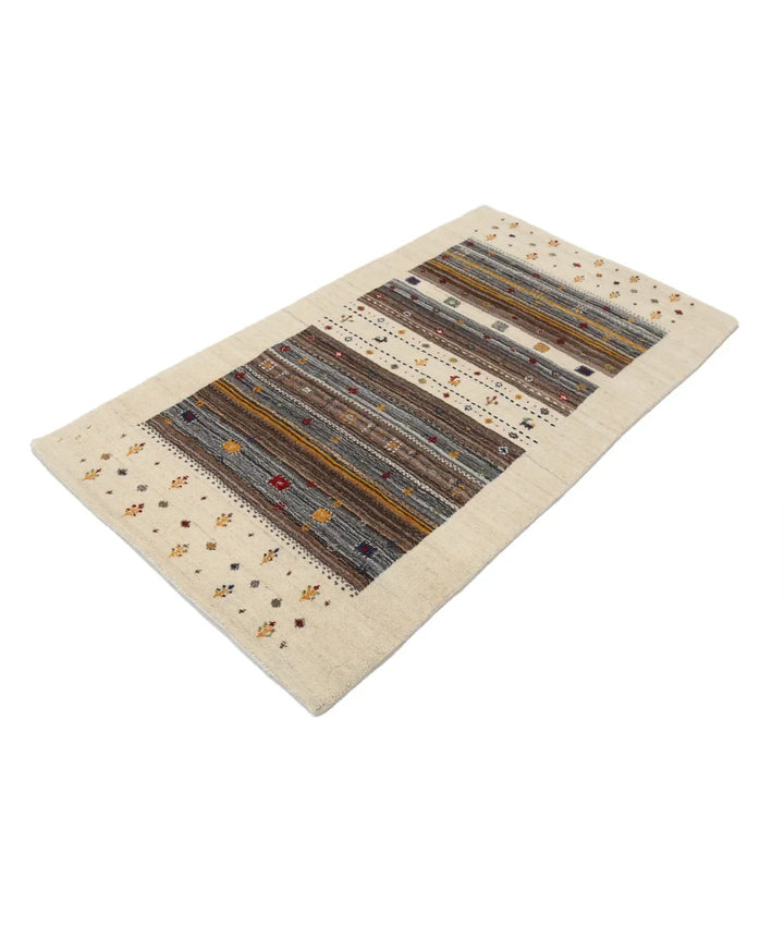 Ivory Indian Lori Rug 2' 11" x 5' 2" Hand-Knotted | No. AT55936