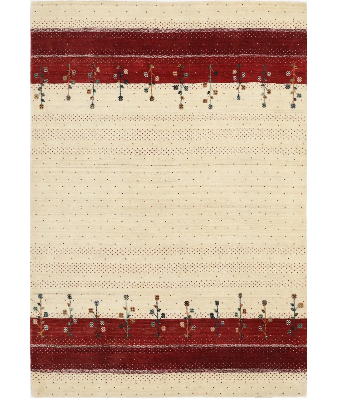 Ivory Indian Oriental Rug 4' 6" x 6' 6" Hand-Knotted | No. AT55959