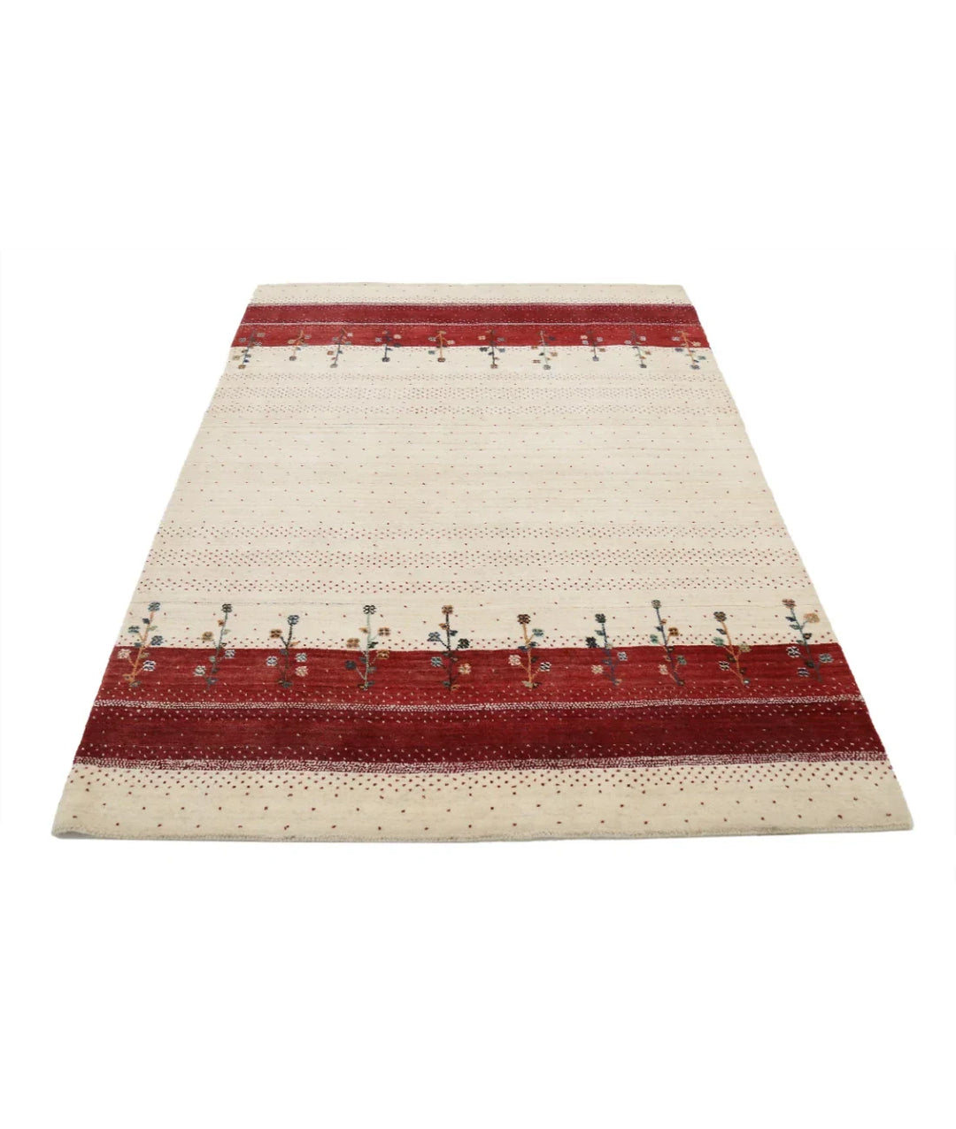 Ivory Indian Oriental Rug 4' 6" x 6' 6" Hand-Knotted | No. AT55959