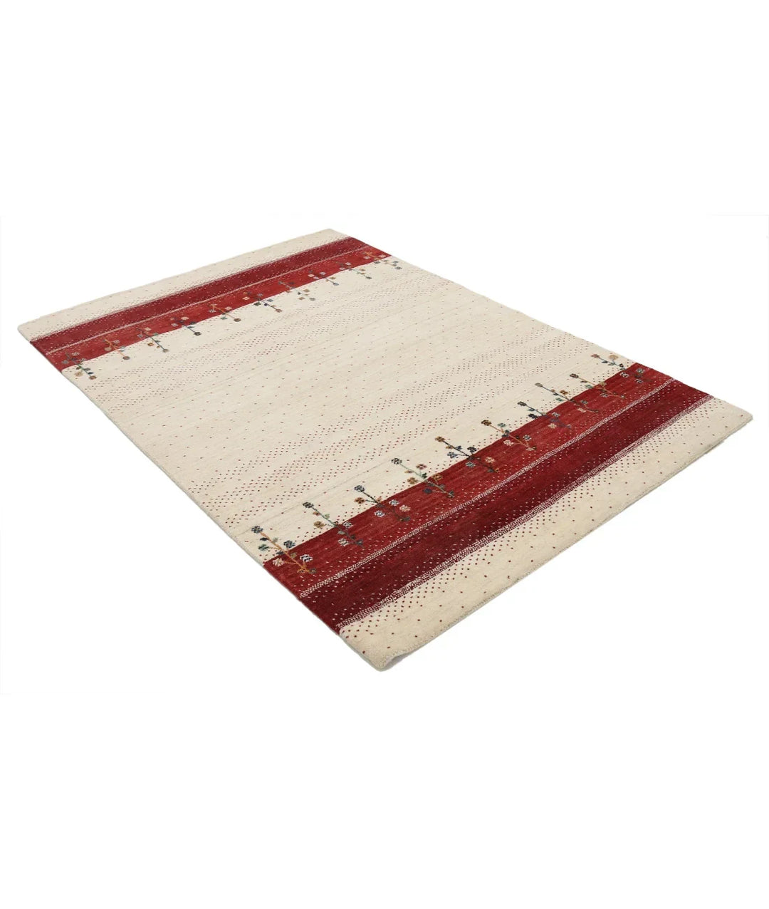 Ivory Indian Oriental Rug 4' 6" x 6' 6" Hand-Knotted | No. AT55959