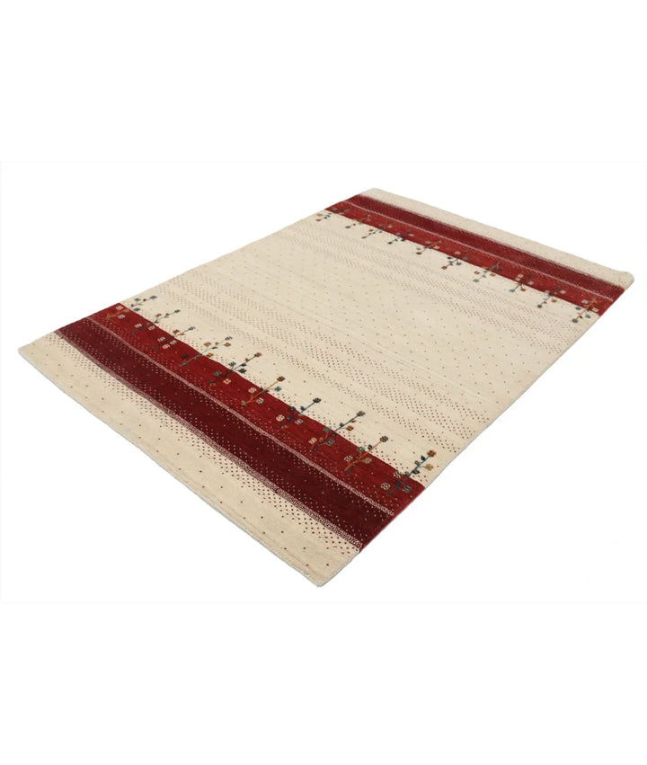 Ivory Indian Oriental Rug 4' 6" x 6' 6" Hand-Knotted | No. AT55959