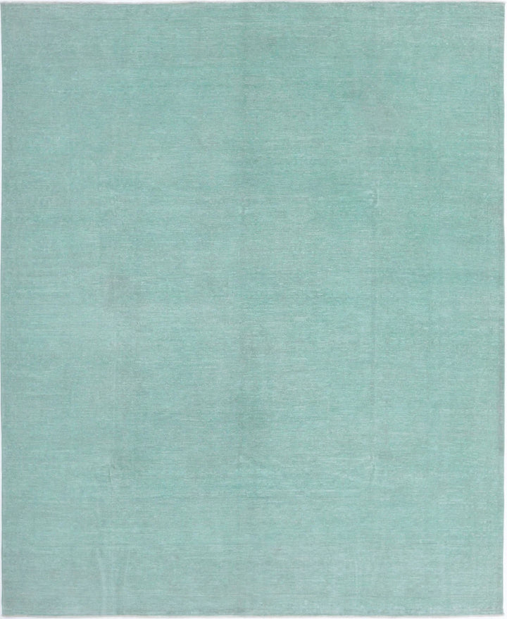 Green Afghan Overdye Rug 8' 0" x 9' 11" Hand-Knotted | No. AT55977