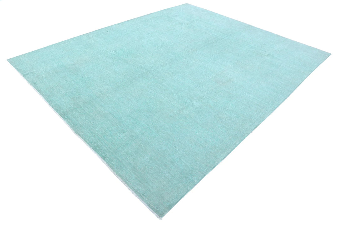 Green Afghan Overdye Rug 8' 0" x 9' 11" Hand-Knotted | No. AT55977